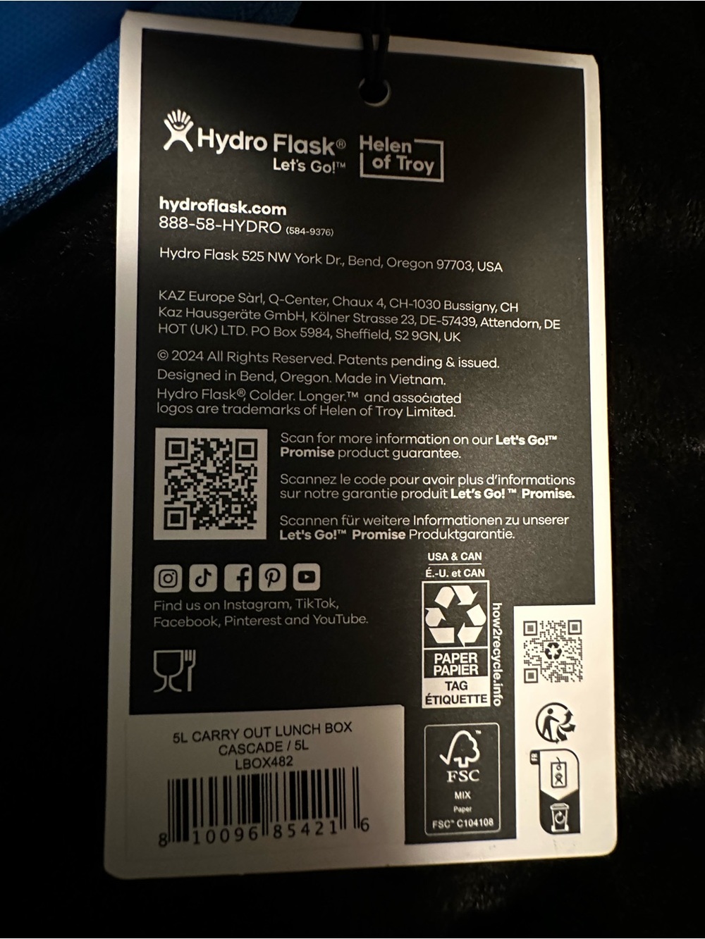 NEW Hydro Flask 5 L Carry Out Lunch Box BLUE - Picture 4 of 4